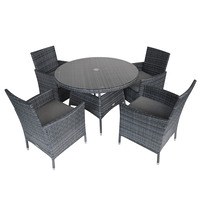 4 Piece Rattan Dining Set Grey