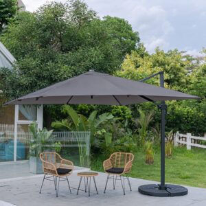 Light Grey 3 x 3 m Square Cantilever Parasol Outdoor Hanging Umbrella for Garden and Patio