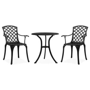 Shelton Cast Aluminium 3 Piece Bistro Set In Black